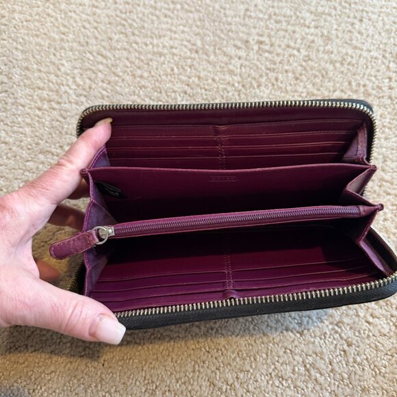 COACH Y2K Soho Zoe Wallet Double Buckle Zip Around Clutch Black Leather w/Nickel - Picture 5 of 13